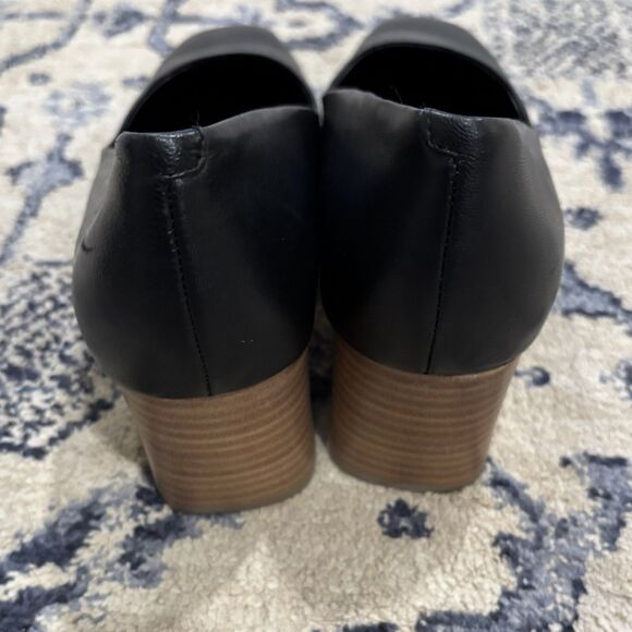 CALVIN KLEIN Square Toe Block Heel Dress Pump Women 8.5M Black Matte - Wood Heel - Picture 6 of 6